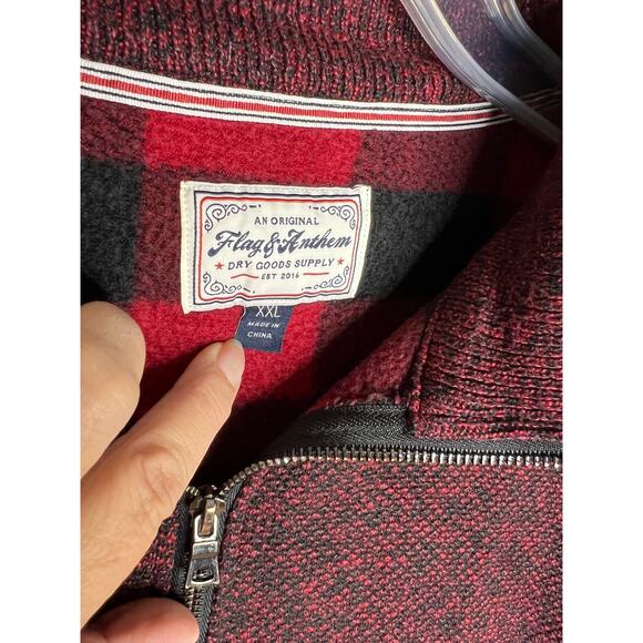 Flag & Anthem Men's Full Zip Cardigan Sweater Red/Black ~ Size XXL - Picture 5 of 6